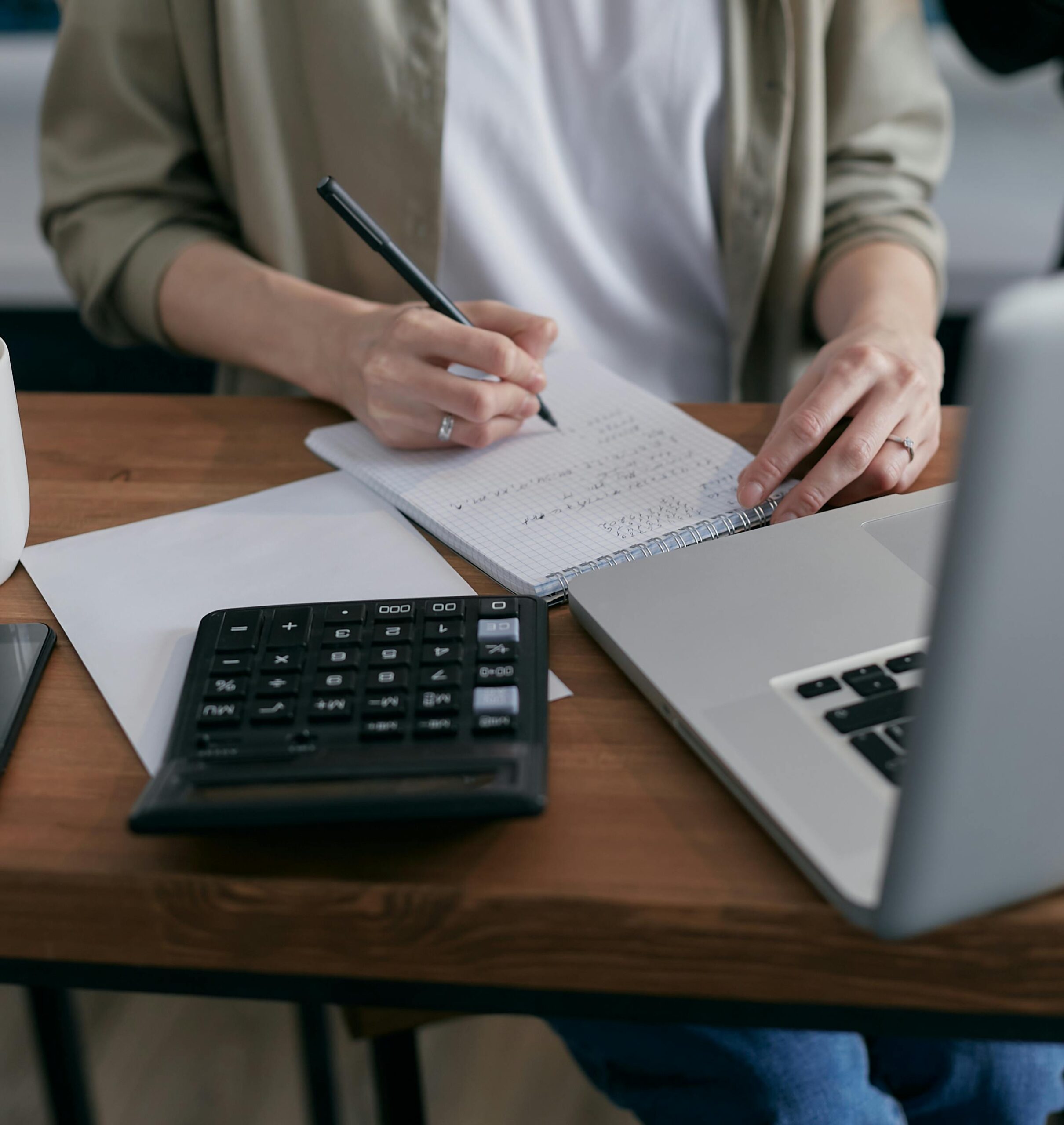 A woman filing her taxes